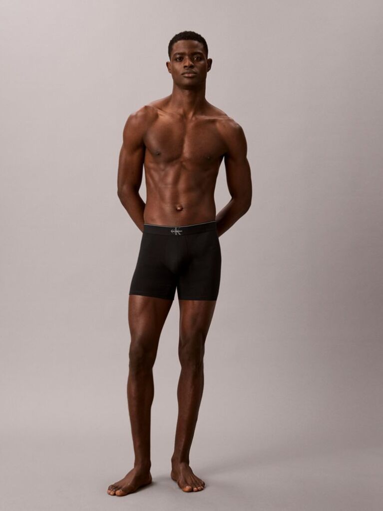Black Graphic Monogram Cotton Stretch Boxer Briefs  Men