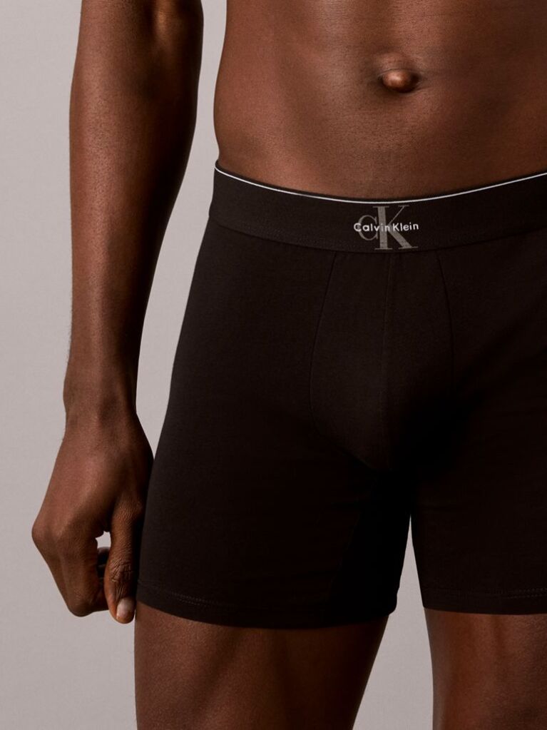 Black Graphic Monogram Cotton Stretch Boxer Briefs  Men