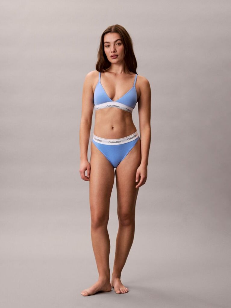 Blue Lightly Lined Triangle Bralette - Icon Cotton Modal  Women