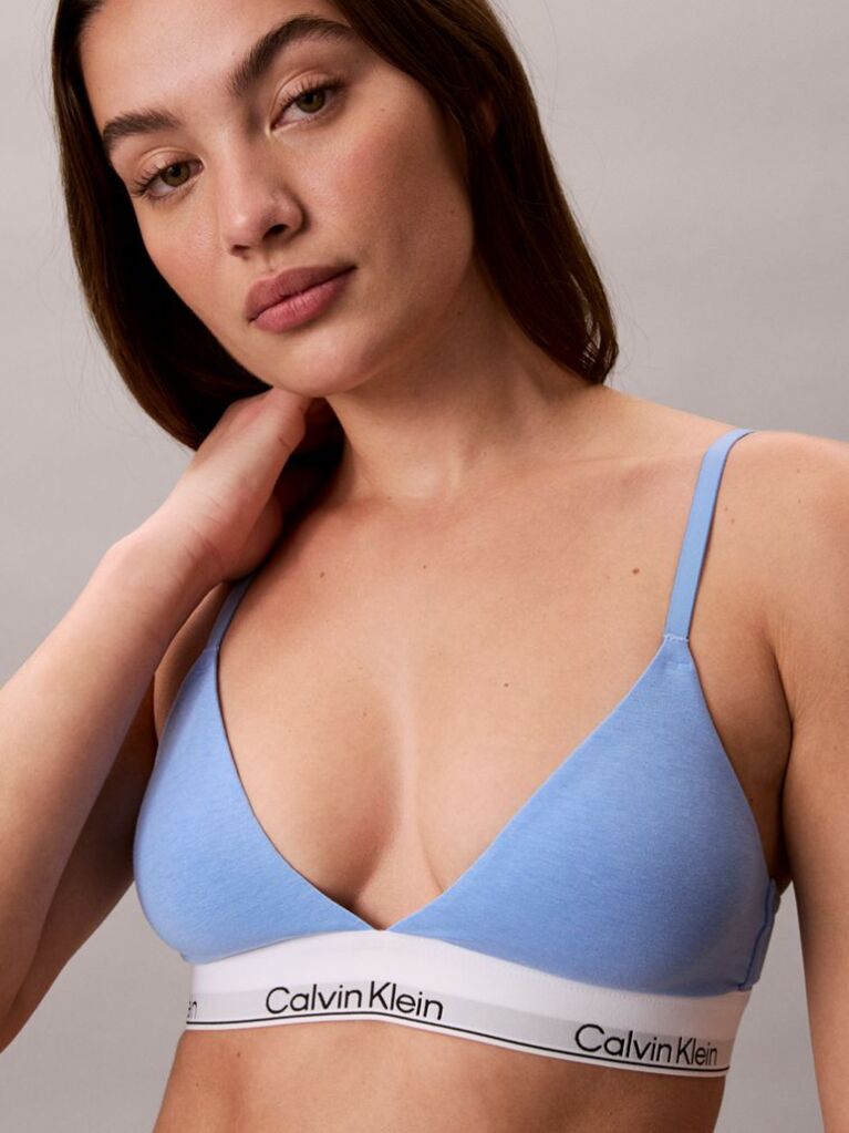 Blue Lightly Lined Triangle Bralette - Icon Cotton Modal  Women