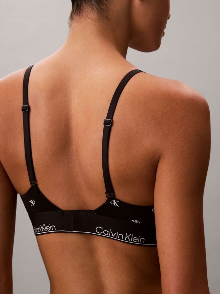Black Lightly Lined Triangle Bralette - Icon Cotton Modal  Women