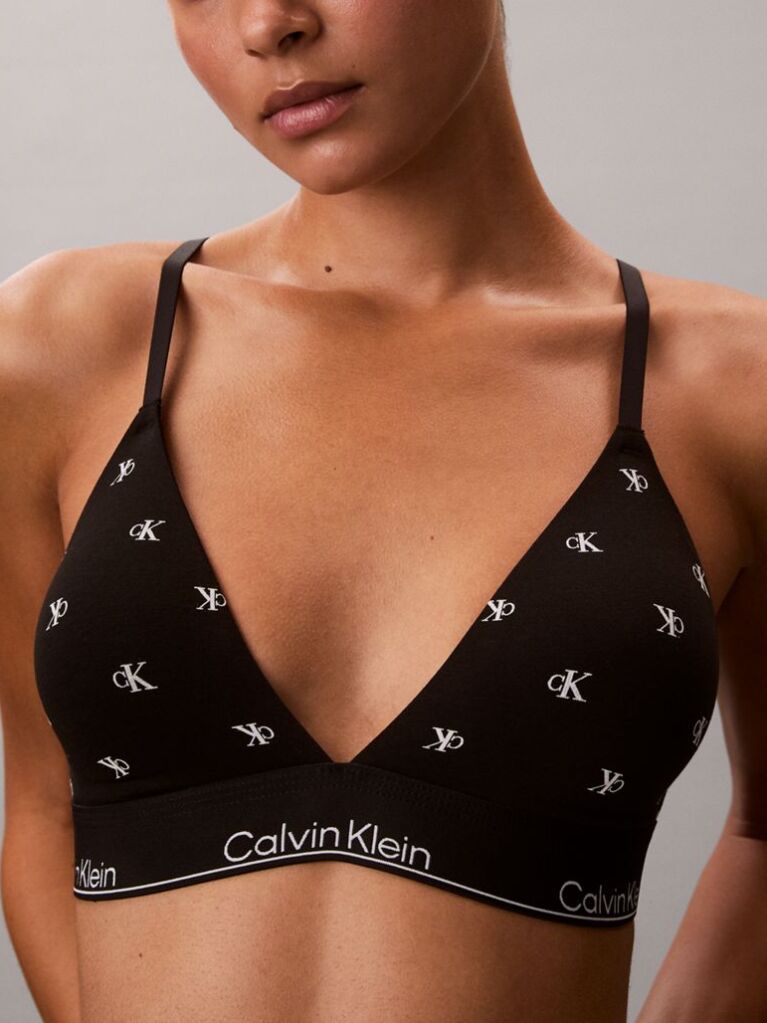 Black Lightly Lined Triangle Bralette - Icon Cotton Modal  Women