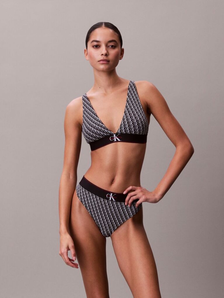 Black Triangle Bralette - Graphic Monogram Microfibre Stretch  Women
