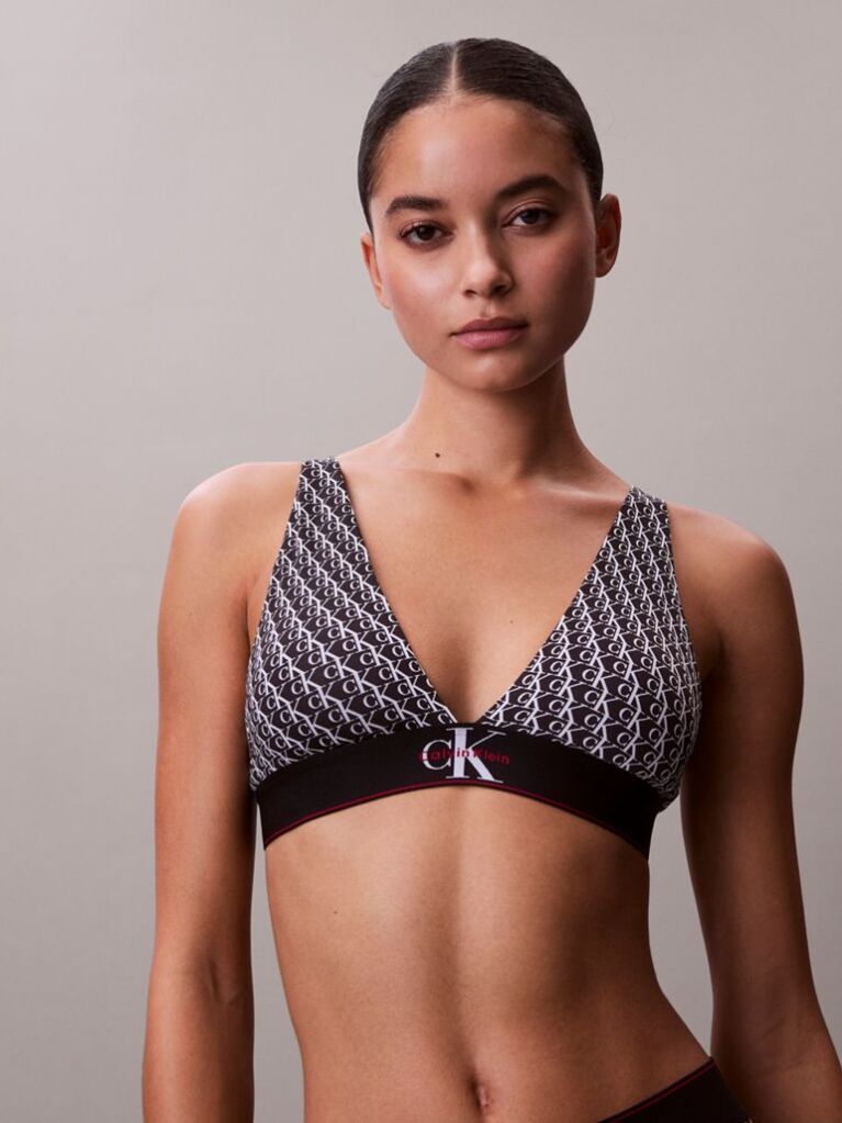 Black Triangle Bralette - Graphic Monogram Microfibre Stretch  Women