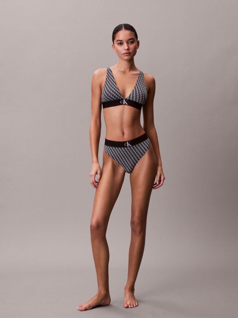 Black Triangle Bralette - Graphic Monogram Microfibre Stretch  Women