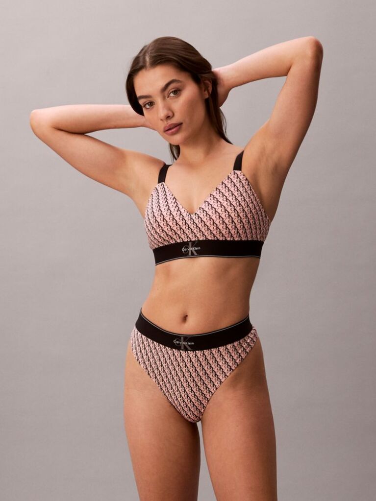 Pink Stretch Thong - Graphic Monogram Microfibre  Women