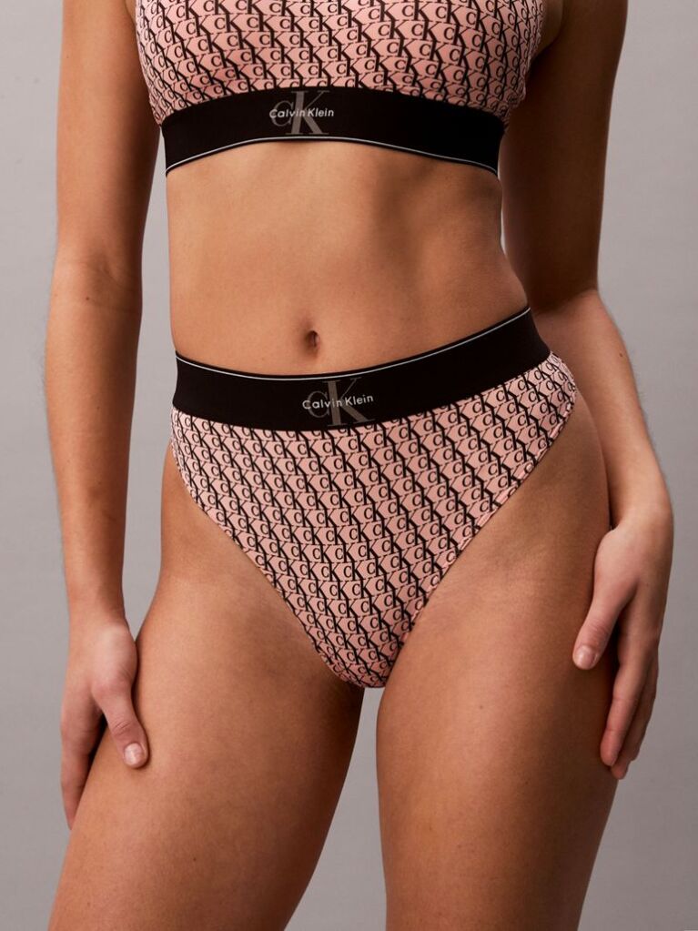 Pink Stretch Thong - Graphic Monogram Microfibre  Women