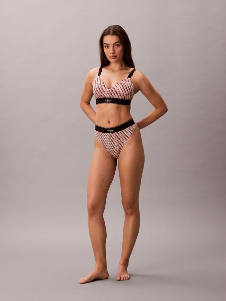 Pink Stretch Thong - Graphic Monogram Microfibre  Women