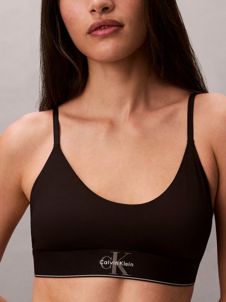 Black Unlined Bralette - Graphic Monogram Microfibre Stretch  Women