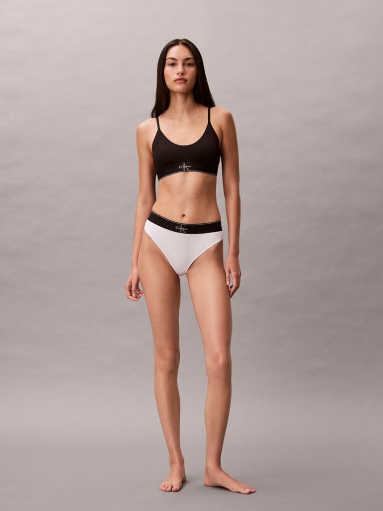Black Unlined Bralette - Graphic Monogram Microfibre Stretch  Women