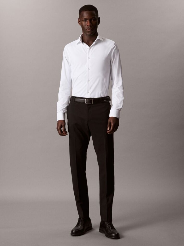 White Slim Fit Active Performance Shirt  Men