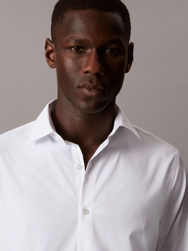 White Slim Fit Active Performance Shirt  Men