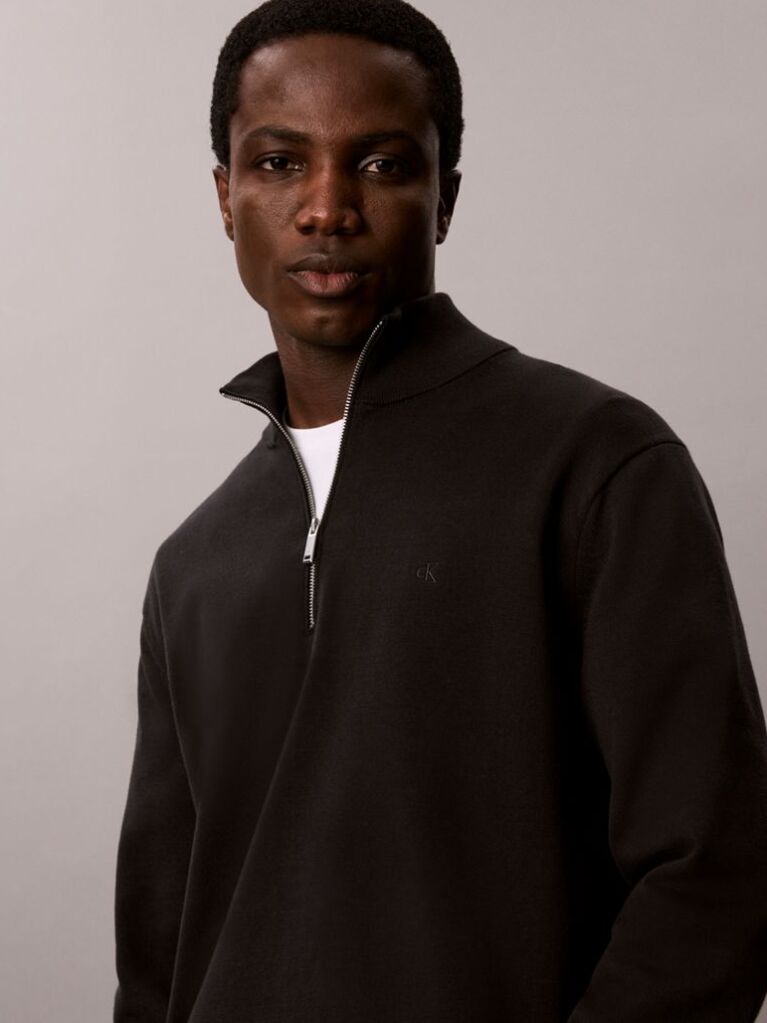 Black Quarter Zip Jumper  Men