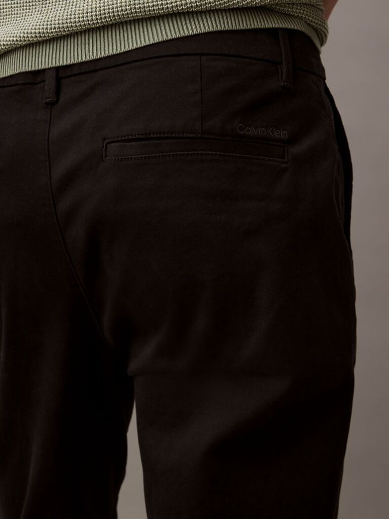 Black Slim Cotton Stretch Trousers  Men