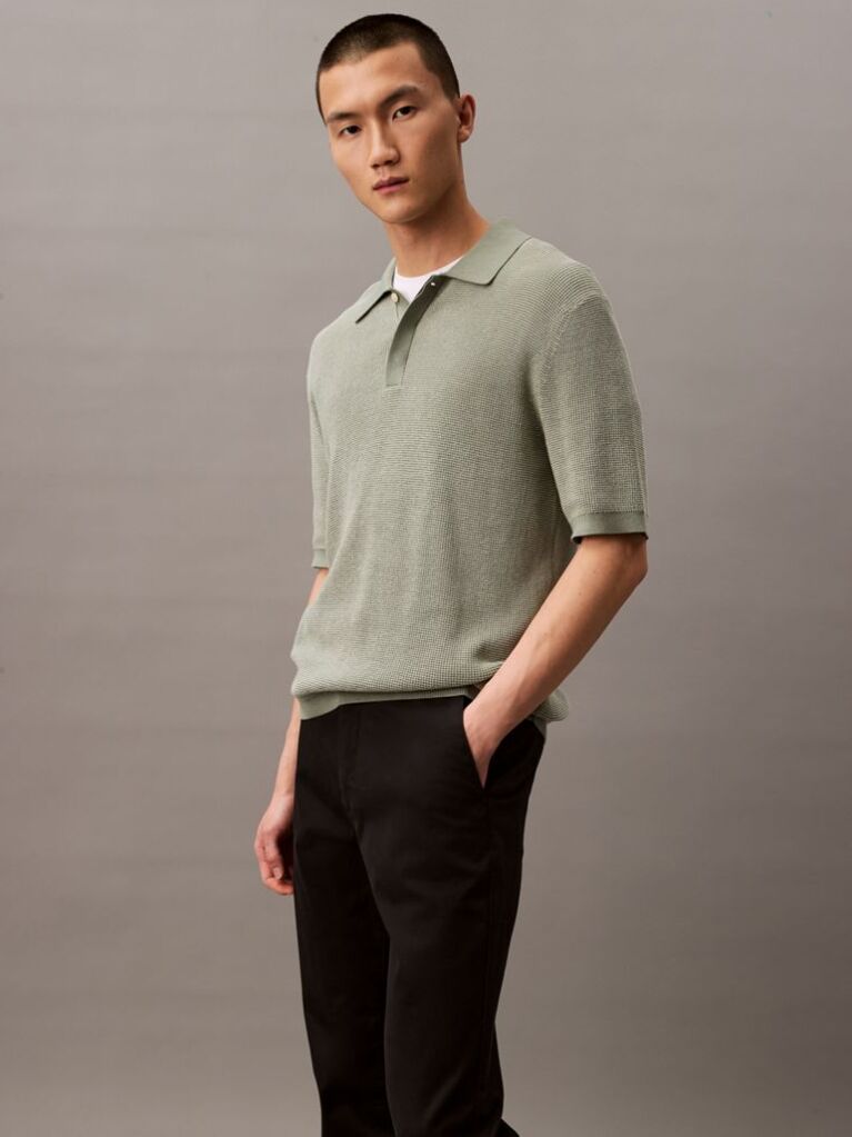 Black Slim Cotton Stretch Trousers  Men