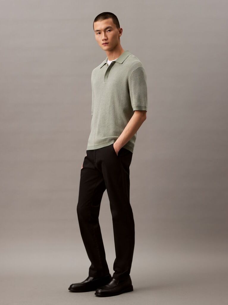 Black Slim Cotton Stretch Trousers  Men