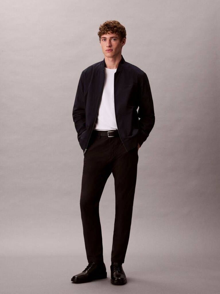 Blue Matte Bomber Jacket  Men