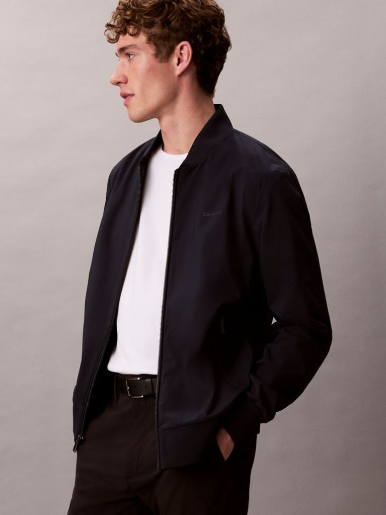 Blue Matte Bomber Jacket  Men