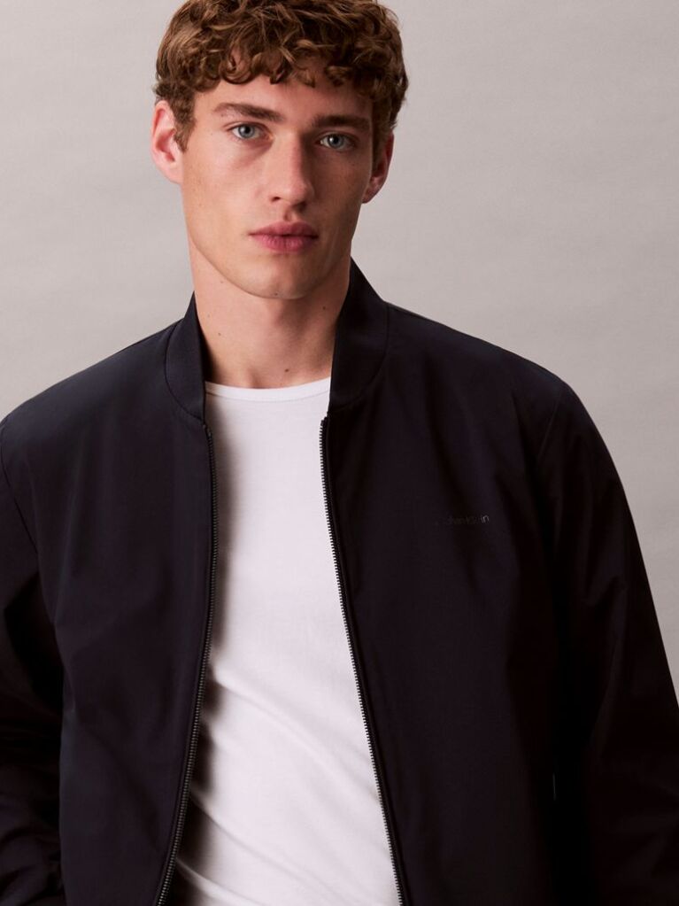 Blue Matte Bomber Jacket  Men