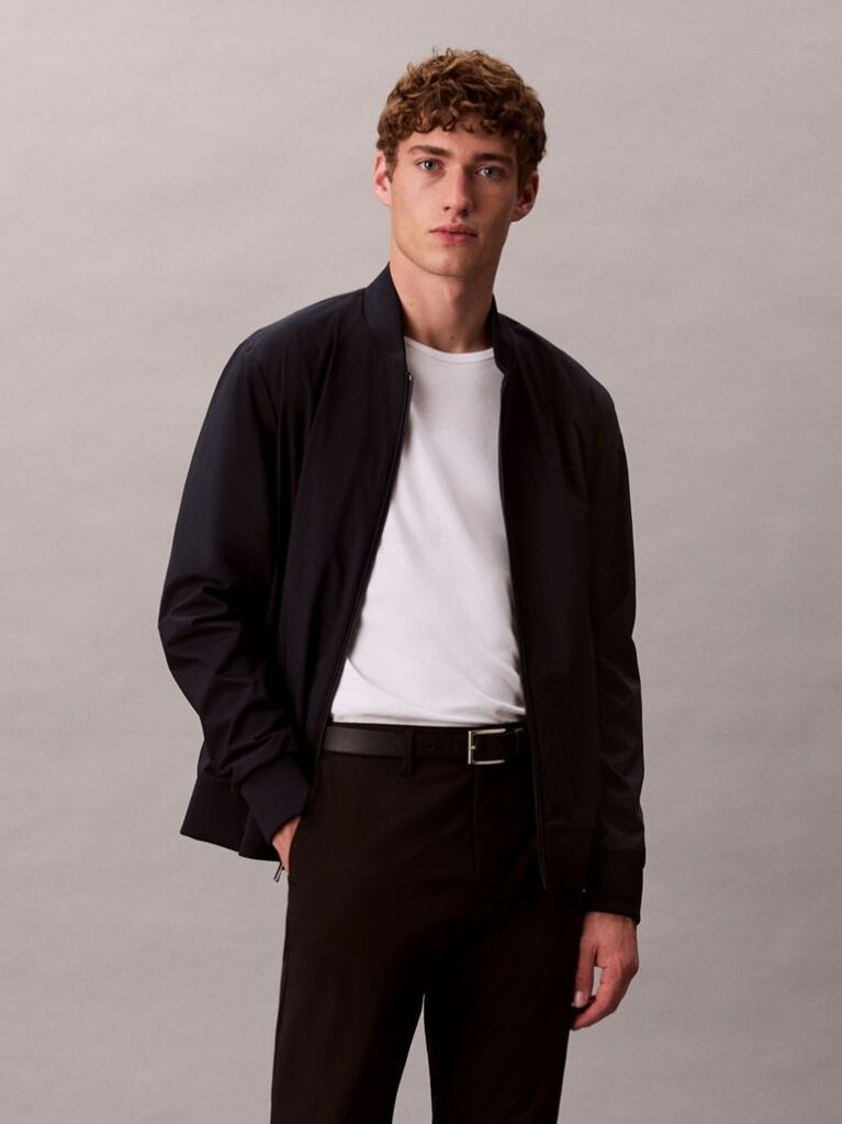 Blue Matte Bomber Jacket  Men