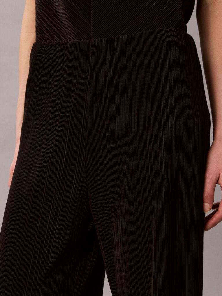 Black Plisse Pull-On Lounge Trousers  Women