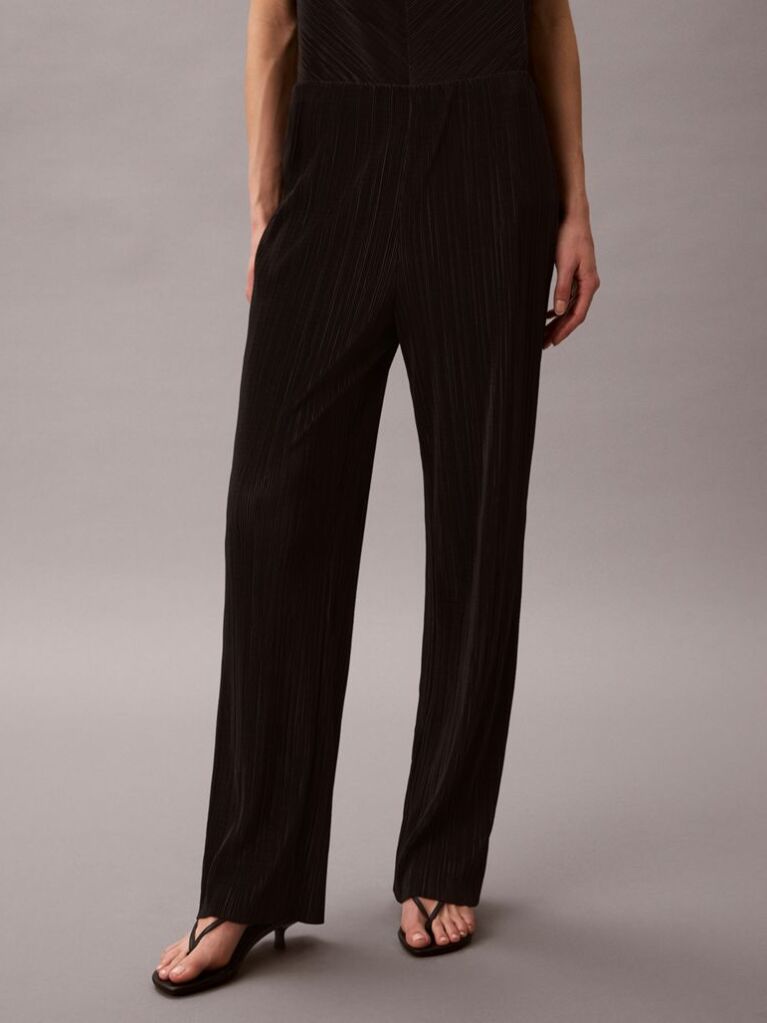 Black Plisse Pull-On Lounge Trousers  Women