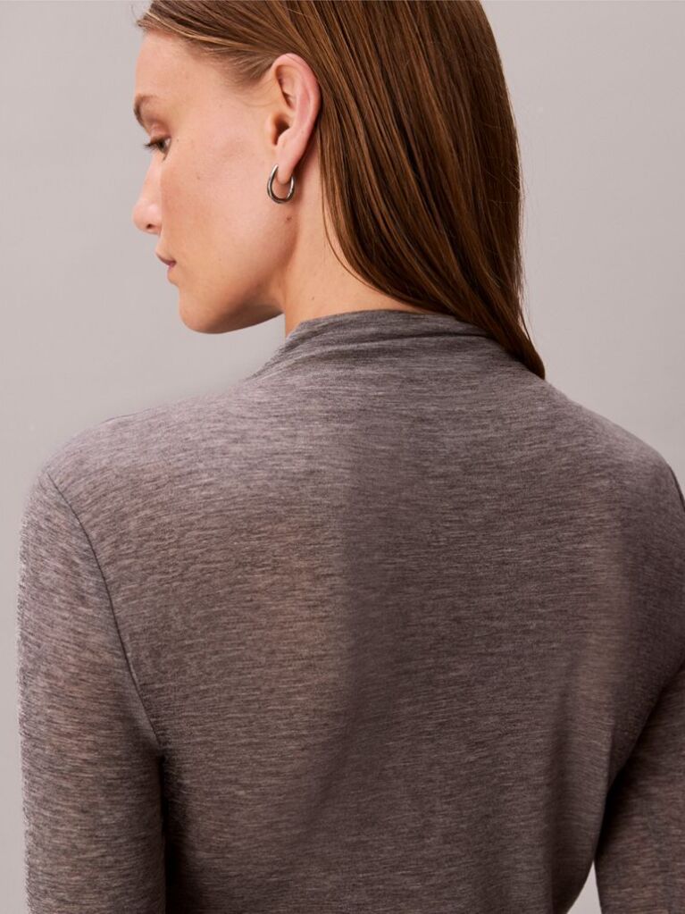 Grey Slim Mock Neck Top  Women