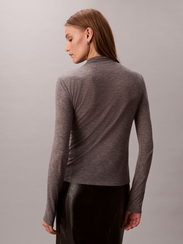 Grey Slim Mock Neck Top  Women