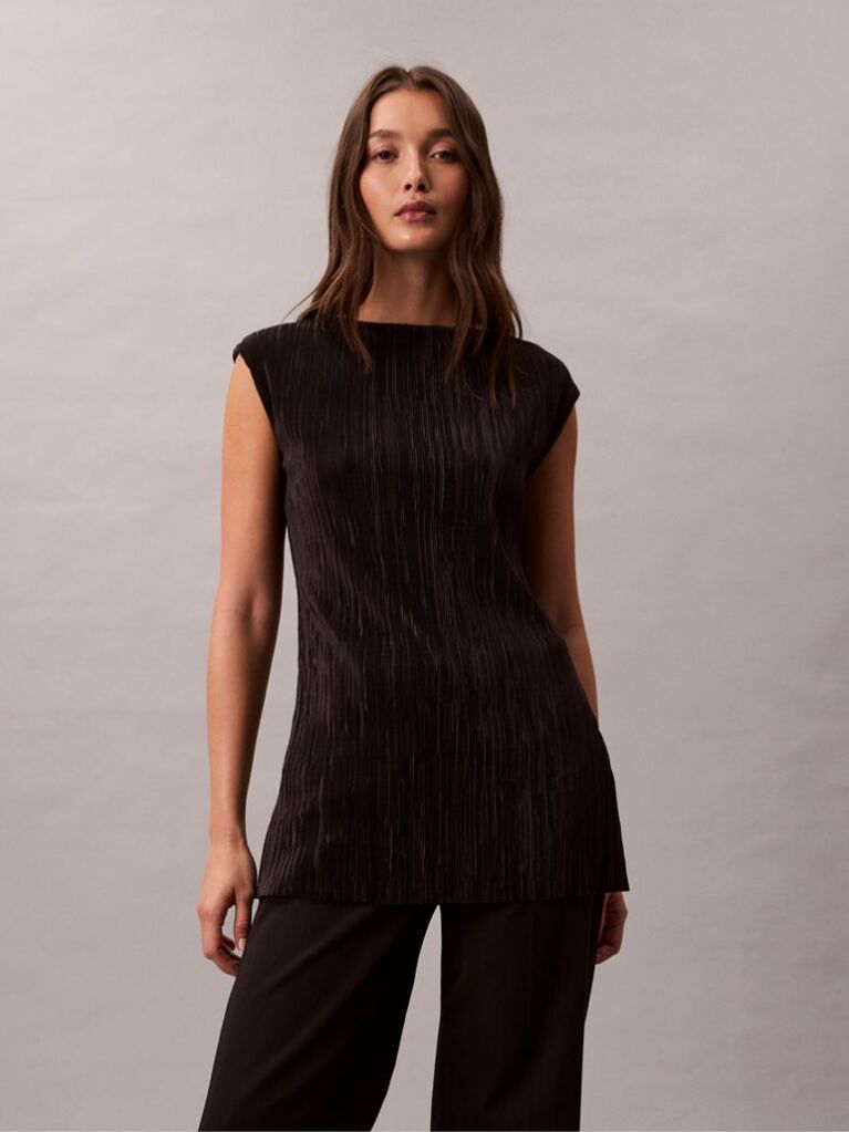 Black Plisse Tunic  Women
