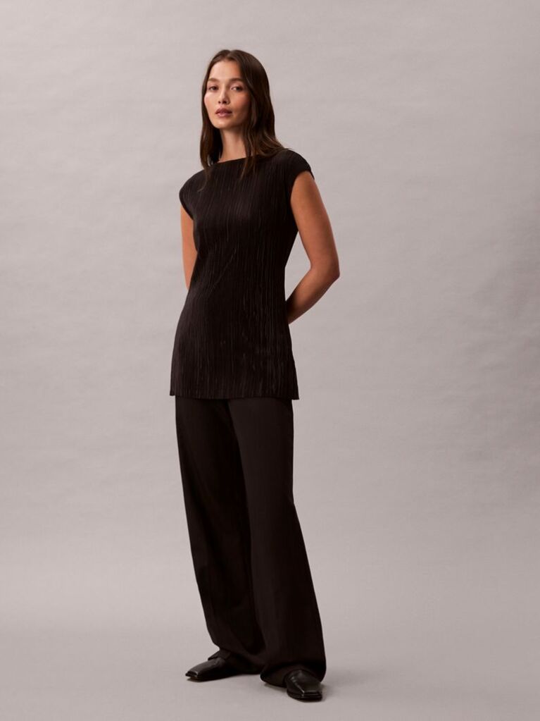 Black Plisse Tunic  Women