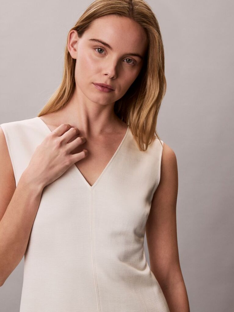 White Textured Shine Mini Dress  Women