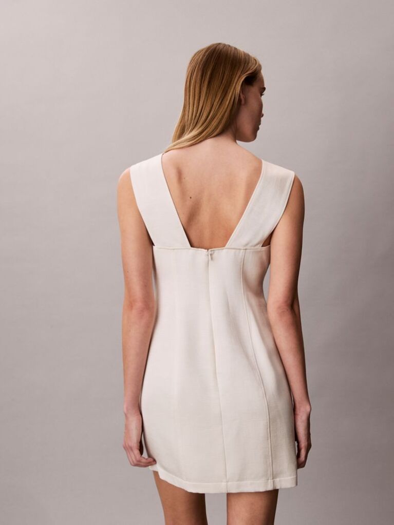 White Textured Shine Mini Dress  Women