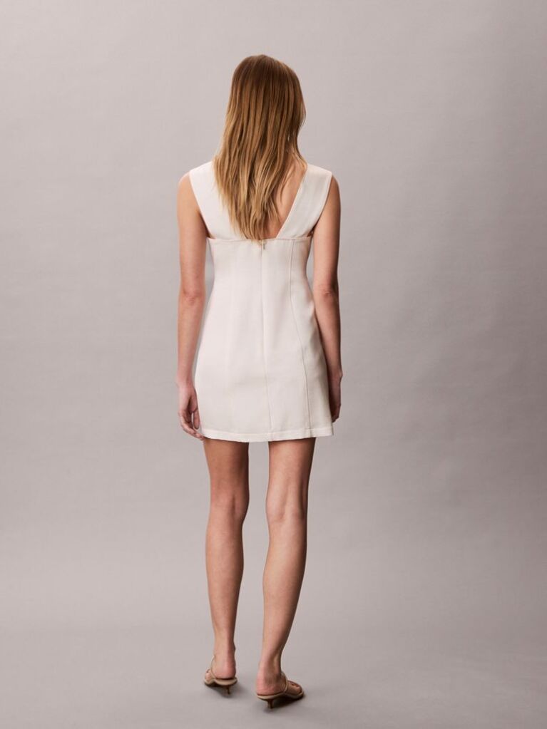 White Textured Shine Mini Dress  Women