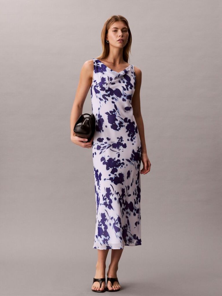 Multi Printed Chiffon Cowl Neck Maxi Dress  Women