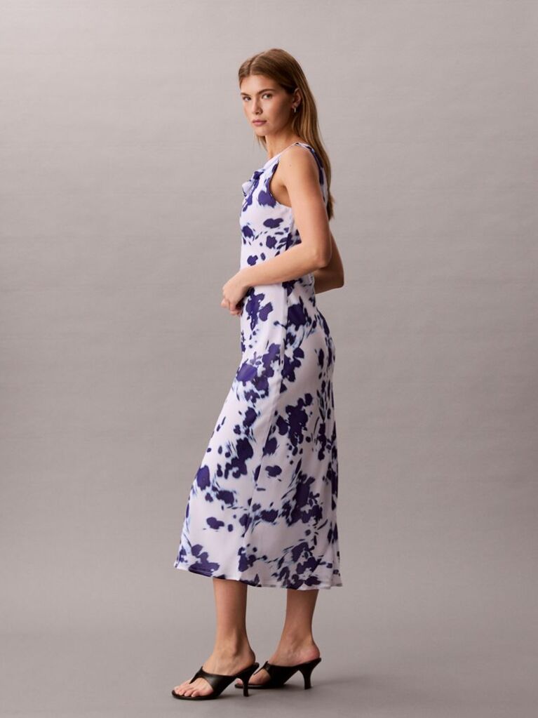 Multi Printed Chiffon Cowl Neck Maxi Dress  Women