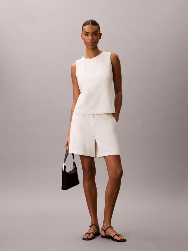 White Textured Sleeveless Top  Women