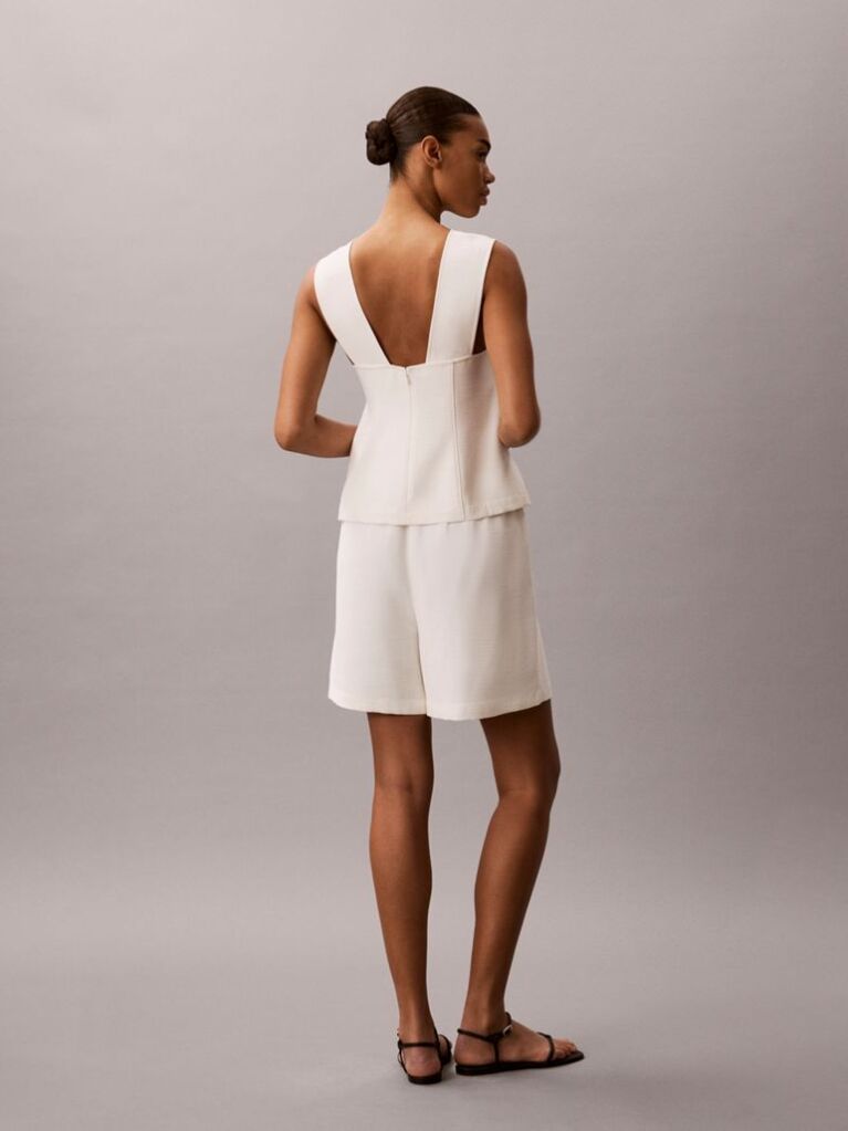 White Textured Sleeveless Top  Women