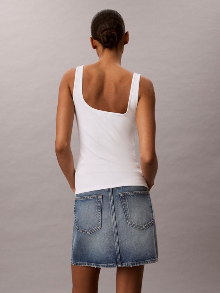 White Slim Ribbed Cotton Tank Top  Women