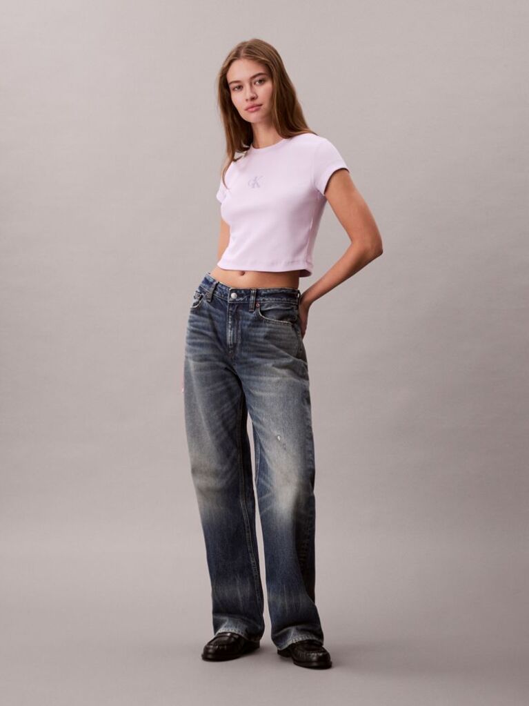 Purple Slim Cropped Monogram T-shirt  Women
