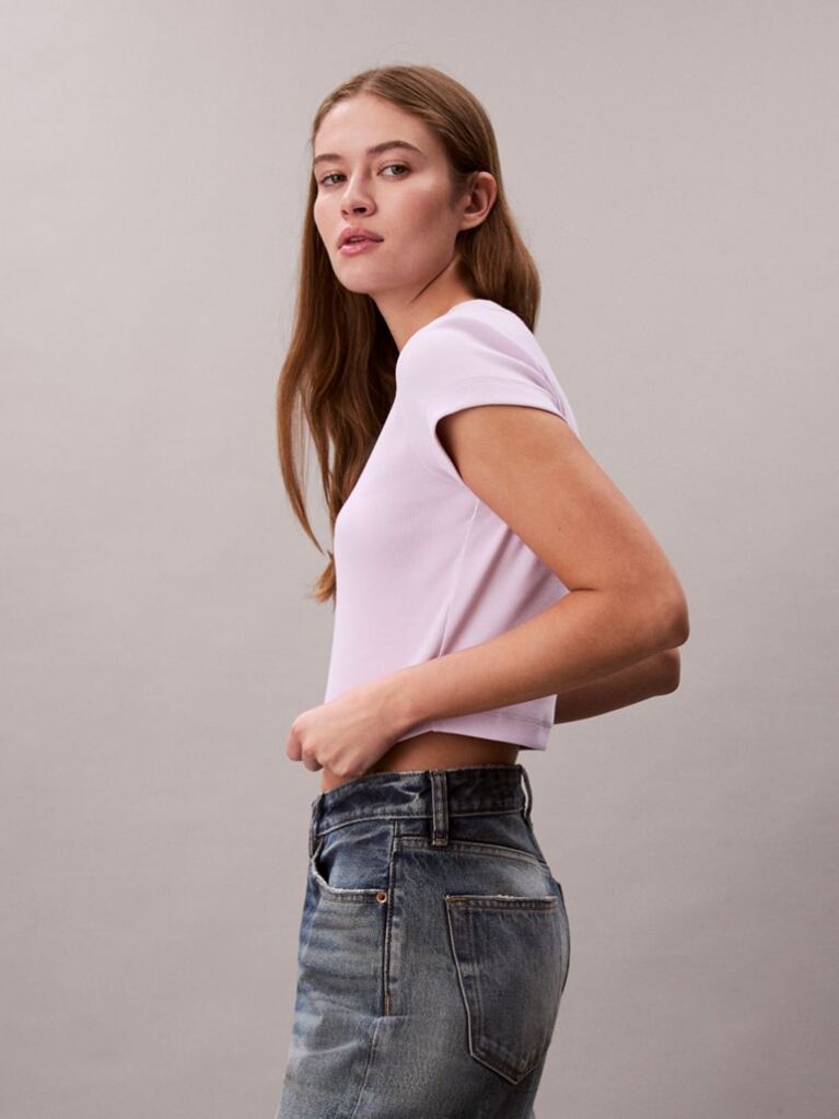 Purple Slim Cropped Monogram T-shirt  Women