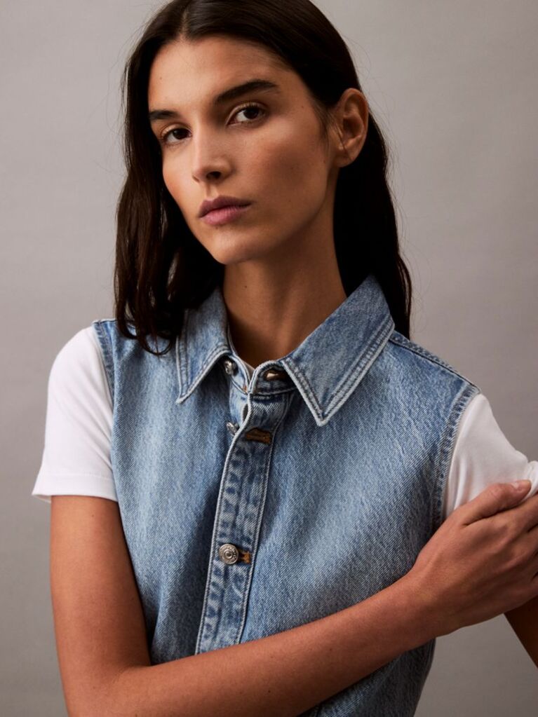 Denim Sleeveless Denim Mini Dress  Women