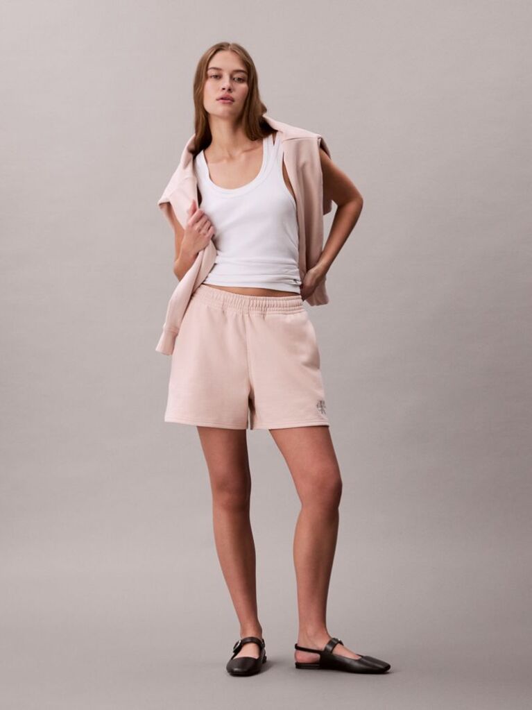 Orange Cotton Terry Jogger Shorts  Women