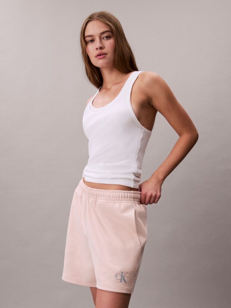 Orange Cotton Terry Jogger Shorts  Women