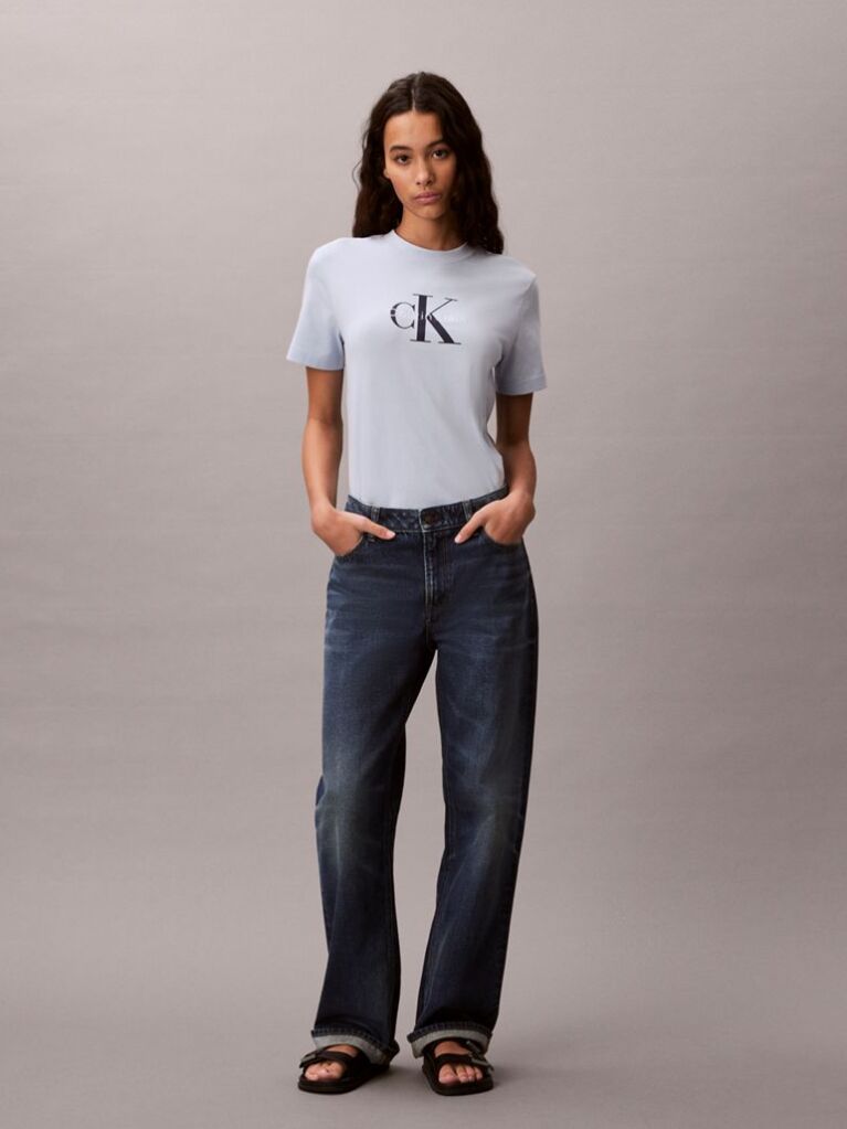 Blue Monogram Logo Tee  Women