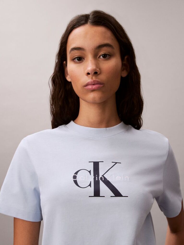 Blue Monogram Logo Tee  Women