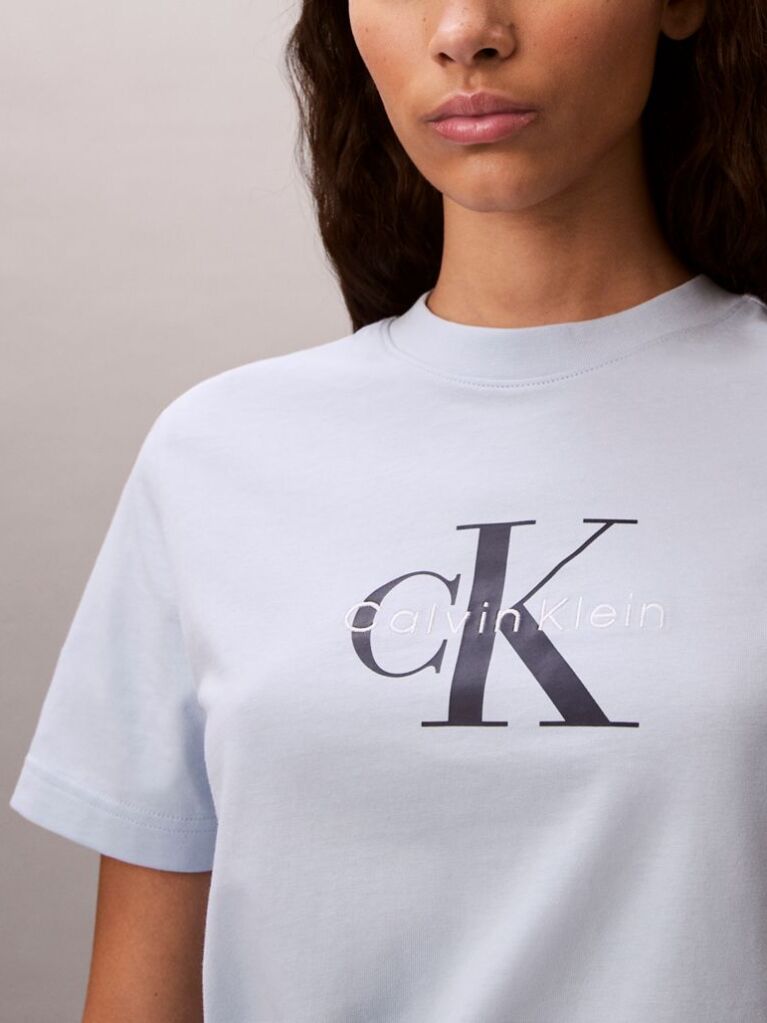 Blue Monogram Logo Tee  Women