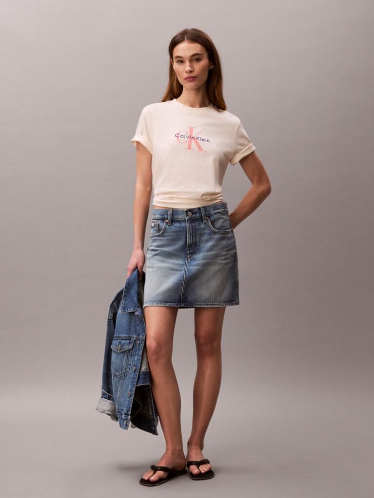 White Monogram Logo Tee  Women