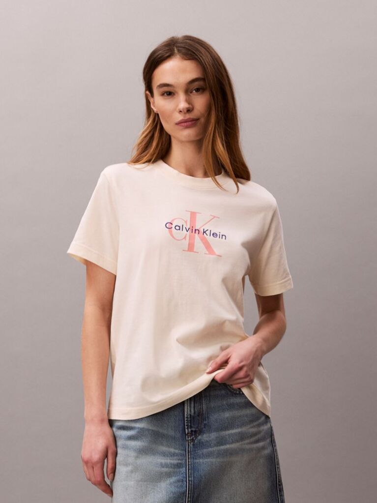 White Monogram Logo Tee  Women