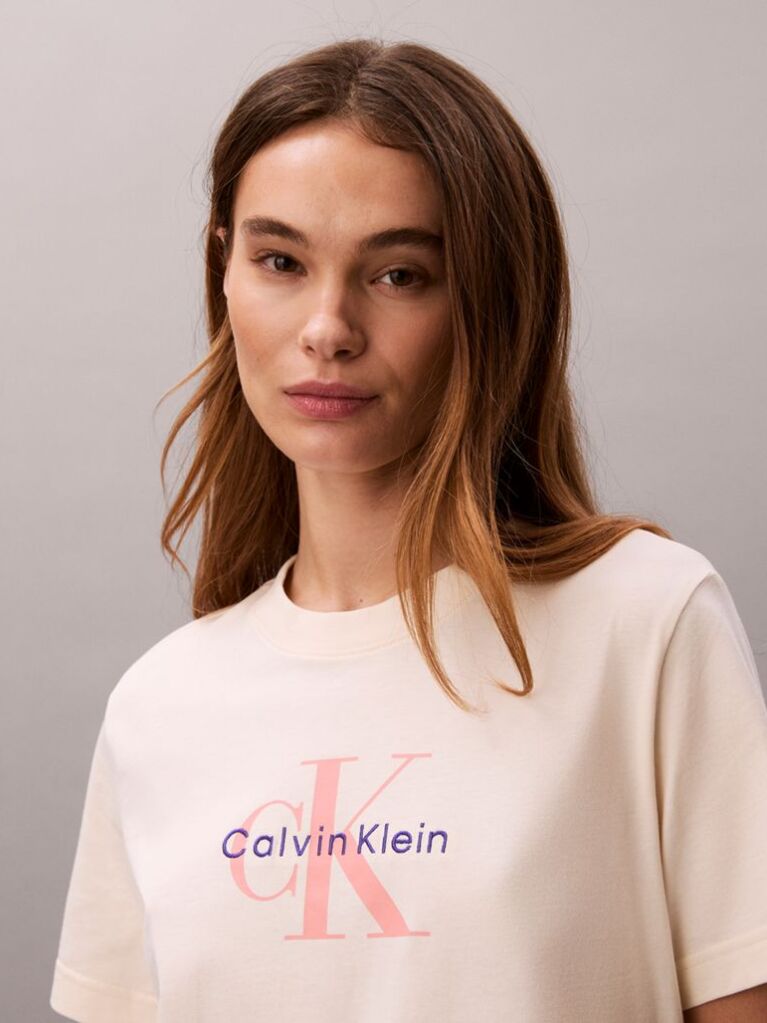 White Monogram Logo Tee  Women