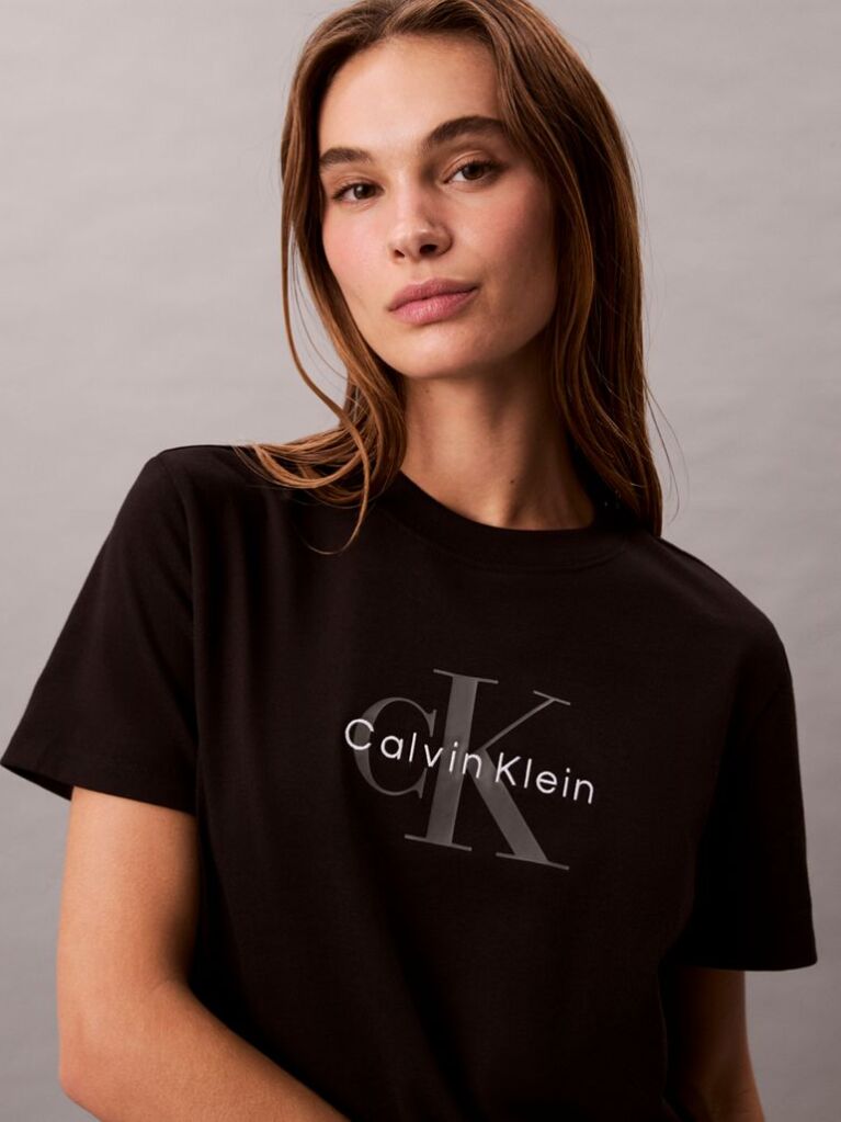 Black Monogram Logo Tee  Women